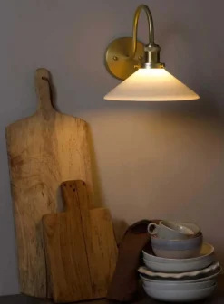 August vegglampe kort - med rett glass