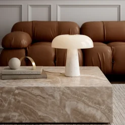 Glossy bordlampe - marmor/glass
