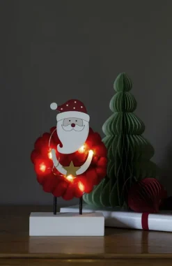Julepynt med lys i tre og bomull, H19