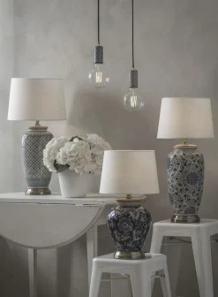 Li Jing bordlampe - h49 blå ruter