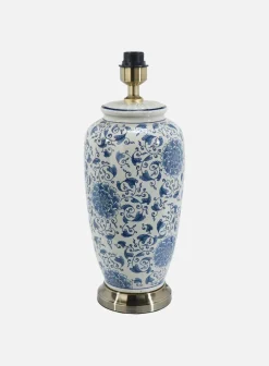 Li jing bordlampe - h49 hvit/blå blomstrete