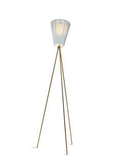 Oslo Wood gulvlampe gull med skjerm