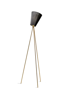 Oslo Wood gulvlampe gull med skjerm
