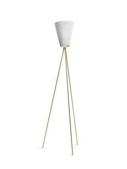 Oslo Wood gulvlampe gull med skjerm
