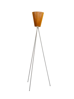 Oslo Wood gulvlampe stål med skjerm