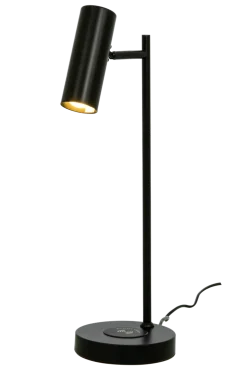 Tabela bordlampe med trådløs lader og USB - Svart